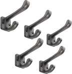 Ambipolar 5 Pack Decorative Cast Iron Heavy Duty Double Hooks, Wall Mounted - Image 5