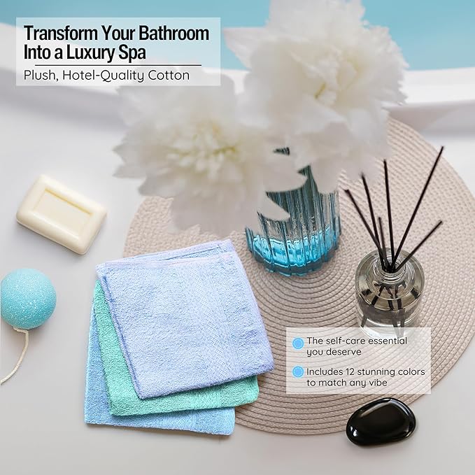 Luxurious Washcloths – Set of 12 – Size 13” x 13” – Thick Loop Pile Washcloth – - Image 5