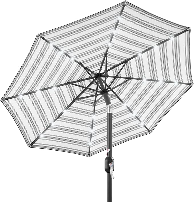 Best Choice Products 10ft Solar Polyester LED Lighted Patio Umbrella w/Tilt Adjustment and UV-Resistant Fabric by BestChoiceProducts