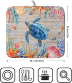 Sea Turtle Dish Drying Mat 16x18 inch Tropical Ocean Fast Dry Absorbent - Image 2