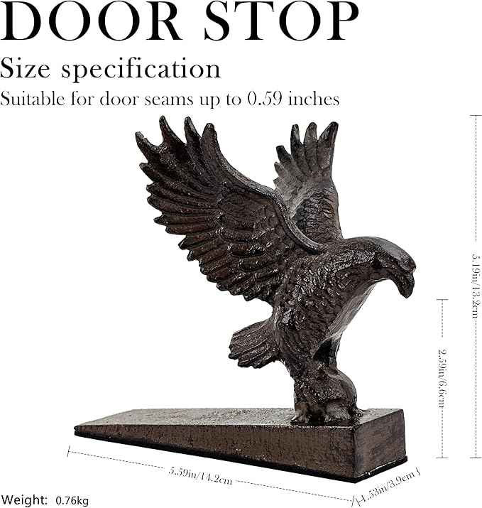 Bald Eagle Cast Iron Door Stop – Heavy Duty Decorative Door Stop, Vintage Style - Image 2