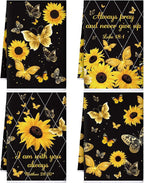 Bencailor 4 Pcs Sunflower Kitchen Towels Butterfly Flower Hand Dish Towels by Bencailor