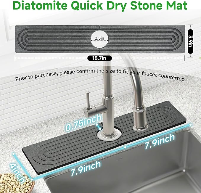 Diatomite Faucet Mat for Kitchen Sink - Image 2