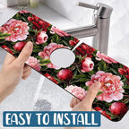 Blooming Peony Kitchen Sink Splash Guard Faucet Mat Pink Peony Flowers Super - Image 5