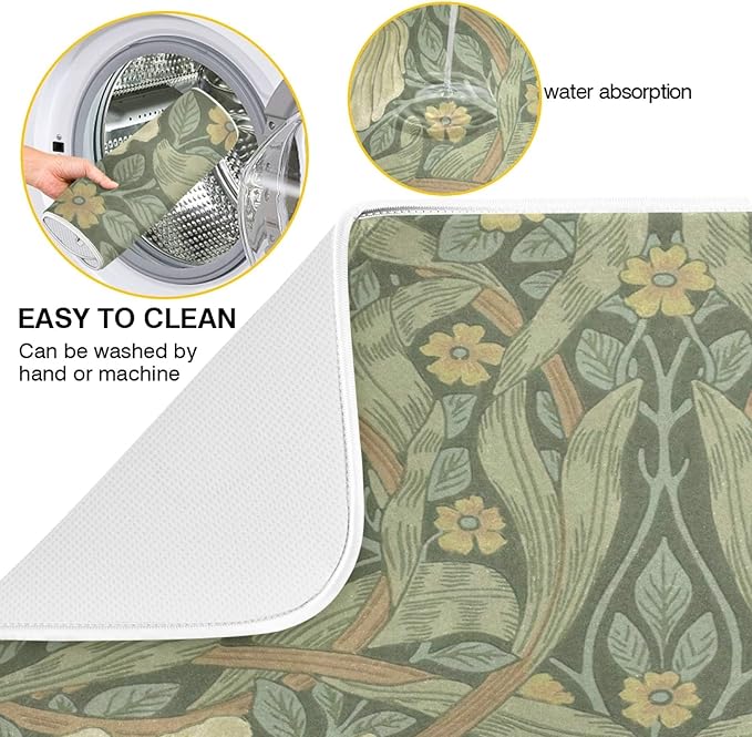 ALAZA William Morris Flowers Print03 Dish Drying Mat - Image 2