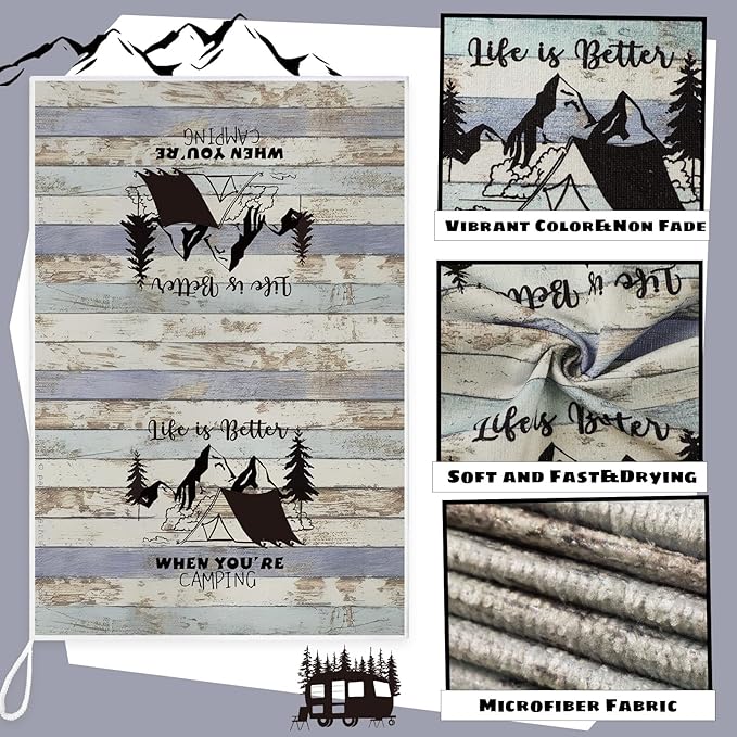 Boyiee Set of 6 Camping Kitchen Towels Happy Camper Tea Towels Absorbent - Image 6