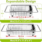 JASIWAY Dish Drying Rack in Sink, Expandable Stainless Steel Dish Drainer - Image 2
