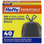 Hefty Essentials Extra Large 39 Gallon Trash Bags, Extra Large Trash Bags by Hefty