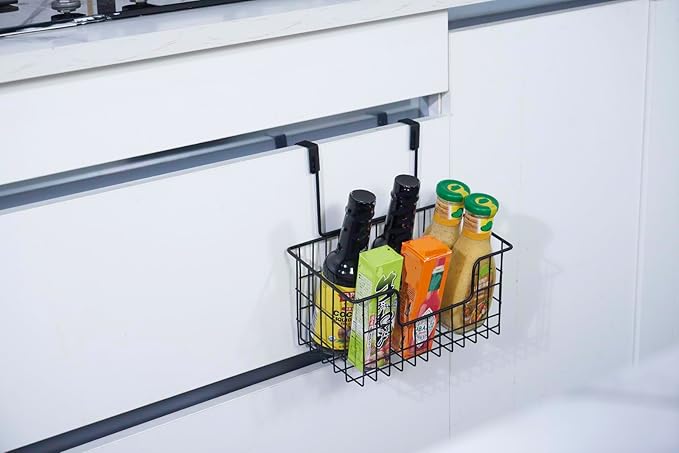 Wire Hanging Storage Basket 2 Packs, Wall Mounted Kitchen Bathroom Storage - Image 9