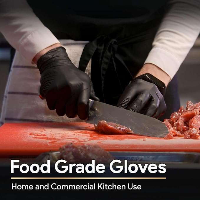 FifthPulse 6 Mil Black Nitrile Gloves, Heavy Duty Mechanic and Food Grade Glove - Image 4