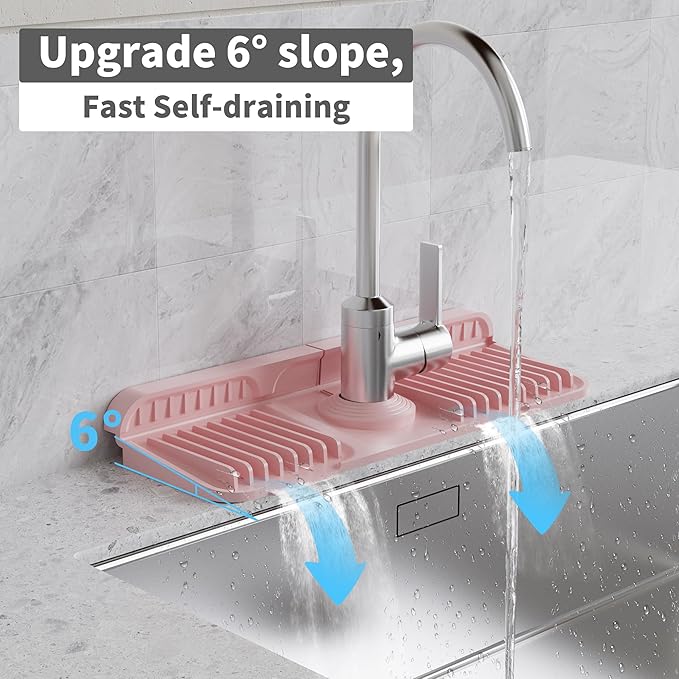 WAFT YEARN 14X5 Inch Silicone Durable Faucet Mat Kitchen Sink Splash Guard - Image 3