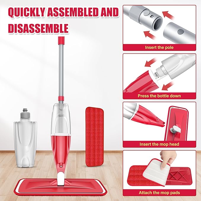 Spray Wet Mops for Hardwood Floor Cleaning: EXEGO Microfiber Dry Dust - Image 4
