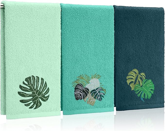 3 Pack Tropical Palm Leaves Hand Towels by Hahafelt
