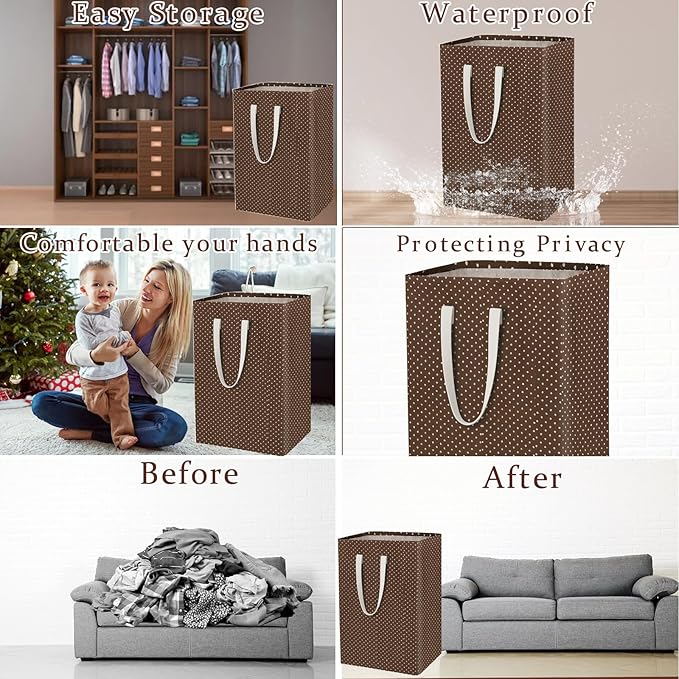 Waterproof Laundry Hamper 75L Collapsible Laundry Basket Extended Cotton Handle - Image 3