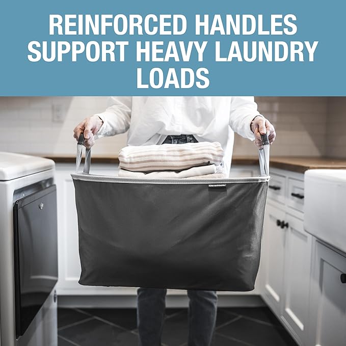 CleverMade Collapsible Laundry Basket 2 Pack – 60L Foldable Clothes Hamper - Image 4