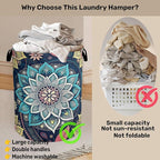Bohemian Blue Flowers Laundry Basket, Dirty Clothes Basket, Water Resistant - Image 3