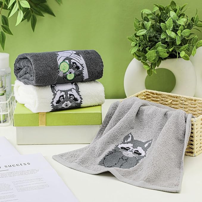 3 Pcs Raccoon Gifts Hand Towels - Image 4