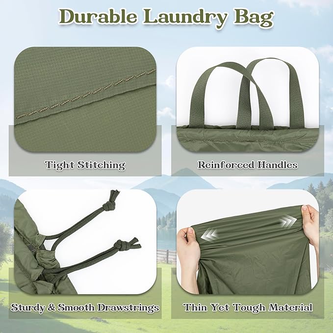 Heavy Duty Nylon Laundry Bag, Extra Large Sleeping Bag Storage Sack, Drawstring - Image 5