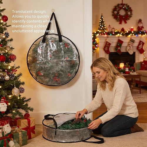 2 Pack Clear Christmas Wreath Storage Bags 24 Inch - Image 2