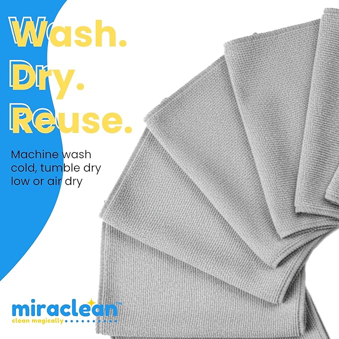 Microfiber Cleaning Cloth Grey 12 Pack Premium Microfiber Towels - Image 8
