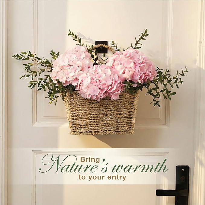 Set of 2 Wicker Hanging Basket for Organizing, Front Door, Flowers - Image 2