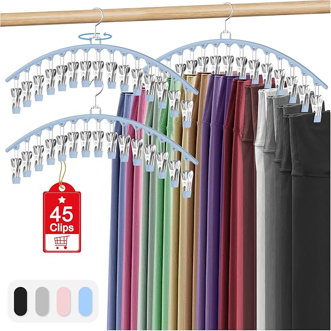 3 Pack Legging Organizer for Closet Hanging, Pants Hangers by Besslly
