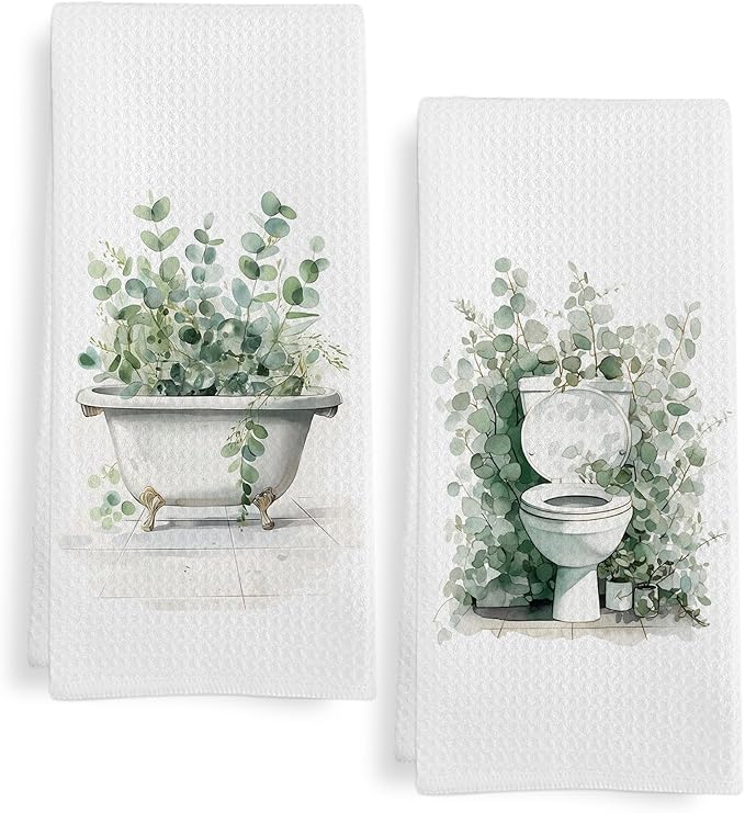 Sage Green Eucalyptus Hand Towels by Unknown