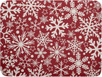 Christmas Dish Drying Mat for Kitchen Counter 18x24 Dark Red Snowflake Winter by Aytipun