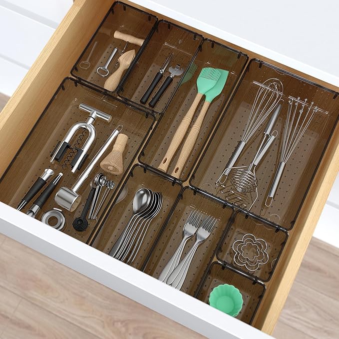 33 PCS Clear Plastic Drawer Organizers Set, 4 Size Desk Drawer Organizer Trays - Image 6