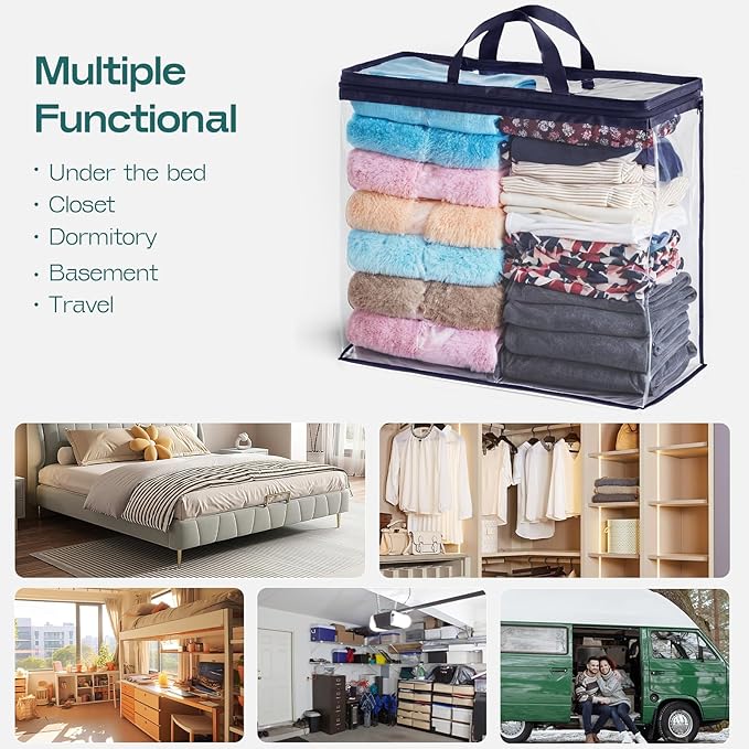 5 Pack Clear Storage Bags for Clothes, 22L Blanket Storage Bags, Under Bed - Image 9