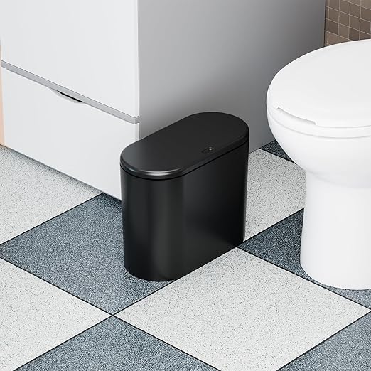3.17 Gallon Thin Small Black Bathroom Trash Can - Image 2
