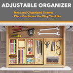 SpaceAid 7-Piece Bamboo Drawer Organizer Storage Boxes Set, Wood Tray Junk - Image 5
