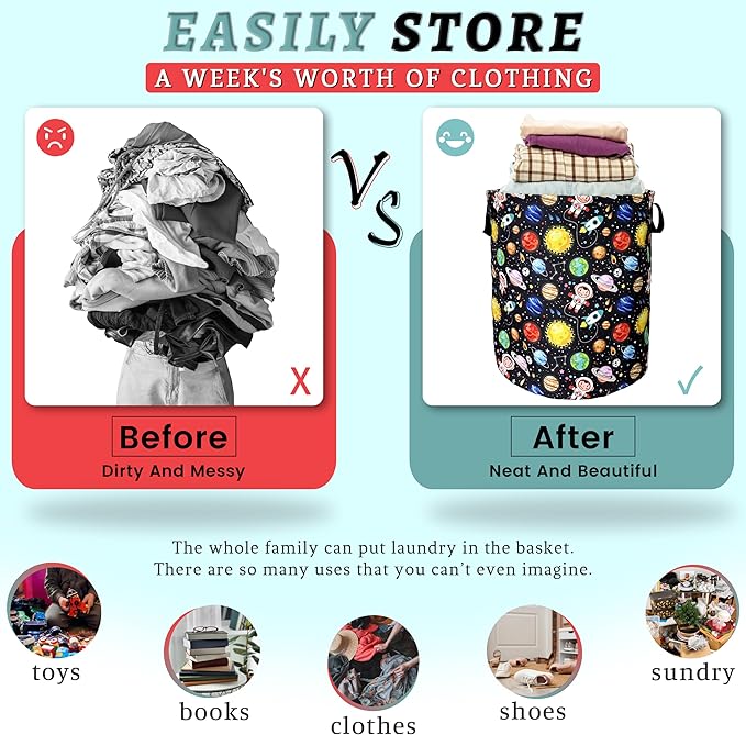 Funny Astronaut Laundry Basket Foldable - Image 3