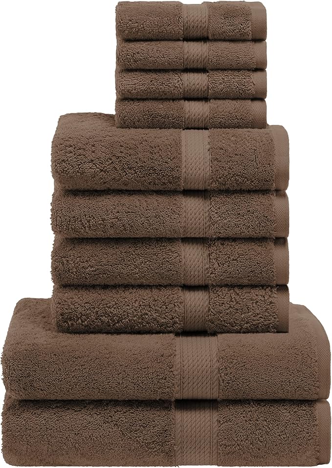 Superior Egyptian Cotton Solid Towel Set, Washcloths 13” x 13”, Hand Towels 20” by SUPERIOR