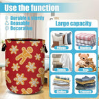 Red Gingersnap Laundry Basket, Christmas Laundry Hamper Collapsible Oxford Cloth - Image 3