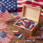 Weysat 240 Pcs 4th of July Colored Clothes Pins 2.9" Wooden Patriotic - Image 7