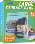 HIBAG 15 Gallon Large Storage Bags, 24” x 24” Resealable Clear Bags by HIBAG