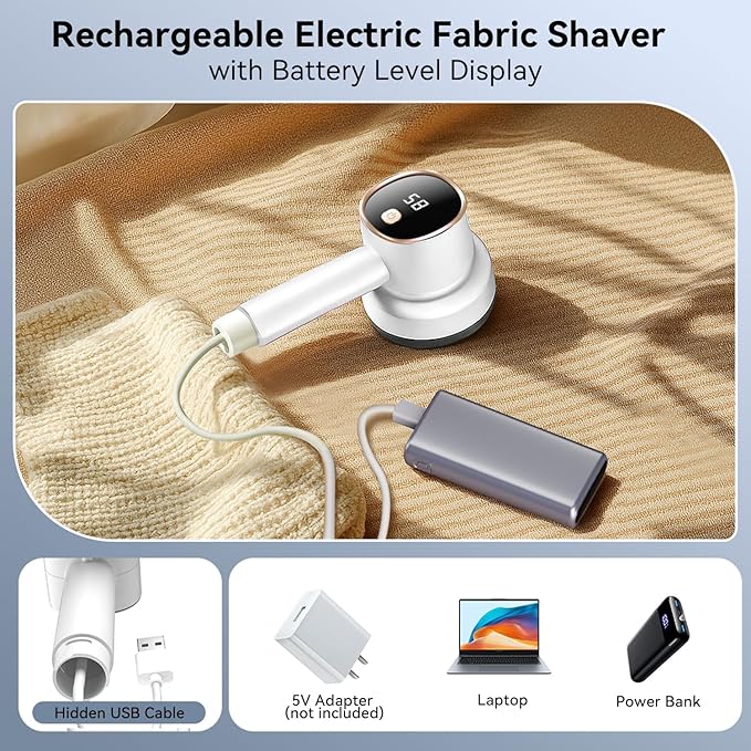 Rechargeable Fabric Shaver for Clothes: 6-Leaf Blades & 3 Speeds to Remove - Image 5