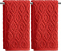 Artoid Mode 2 Pcs Red 3D Diamond Grid Jacquard Hand Towels by ArtoidMode
