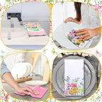 Bencailor 4 Pcs Pink Floral Kitchen Towels Pink and White Flower Hand Dish - Image 2