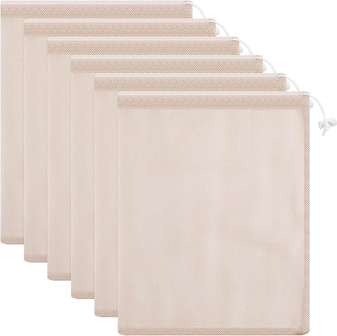 Frienda 6 Pieces Mesh Stuff Sack, 11 x 15 Inch Durable Nylon Drawstring Laundry by Frienda