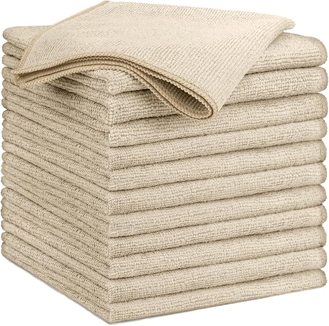 GLIMGLINT Brown Microfiber Cleaning Cloth, 12PK Reusable Cleaning Rags by Unknown