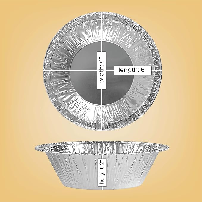 PLASTICPRO 6'' Inch Round Tin Foil Cake Pans Disposable Aluminum, Freezer & - Image 2