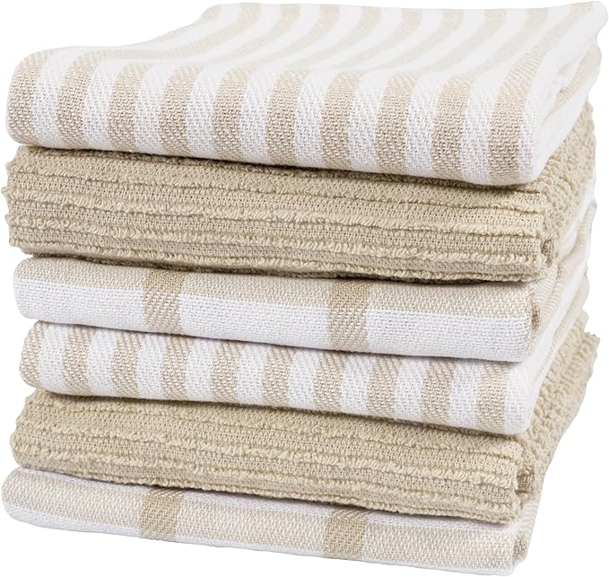 KAF Home Premium Kitchen Towels, Large 100% Cotton, Flat & Terry Absorbent Dish by KAFHome