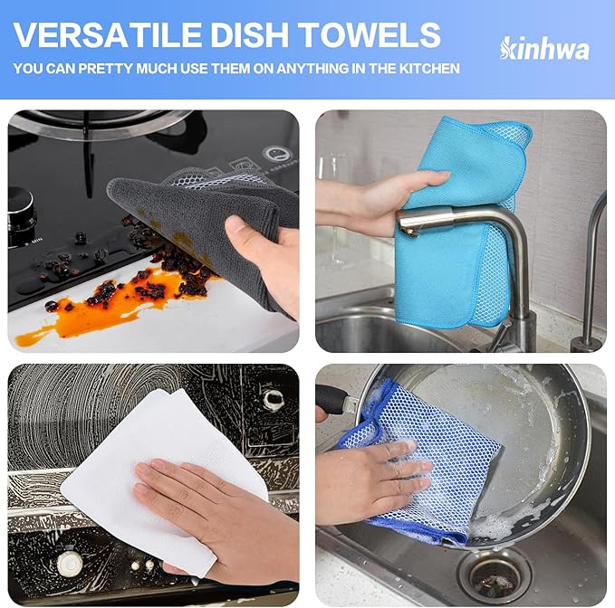 KinHwa Kitchen Washcloths for Dishes Absorbent Microfiber Dish Cloths Quick Dry - Image 7