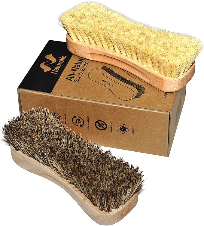 All-Natural Wooden Scrub Brush Set | Wooden Handle | Tampico and Palmyra - Image 5