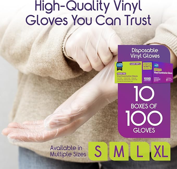 Inspire Exam Medical Clear Vinyl Disposable Gloves - Image 2
