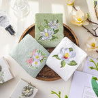 Magnolia Floral Hand Towels Farmhouse Green White Magnolia Bathroom Decor 14x29 - Image 3