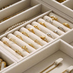Velvet Jewelry Drawer Organizer Trays – Large Beige Stackable Jewelry Storage - Image 4