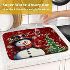 Winter Snowflake Red Dish Drying Mat - Image 7